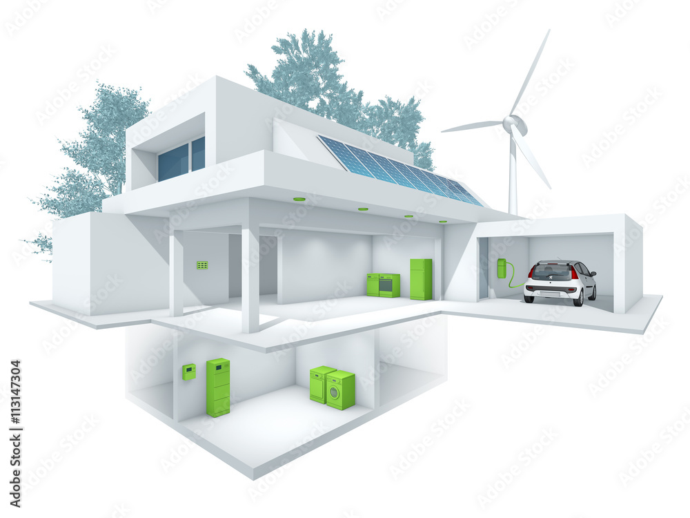 Energieeffizienz-Haus – Smart Energy: 3d-Illustration Energieeffizienz-Haus – Smart Energy: 3d-Illustration