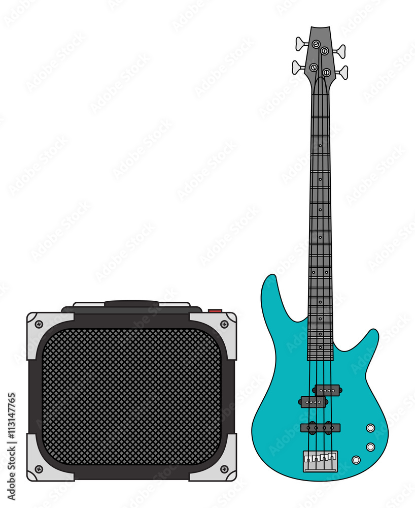 Electric Bass Guitar and Amplifier