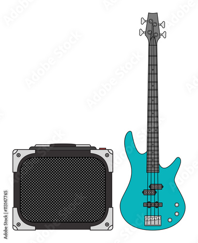 Electric Bass Guitar and Amplifier