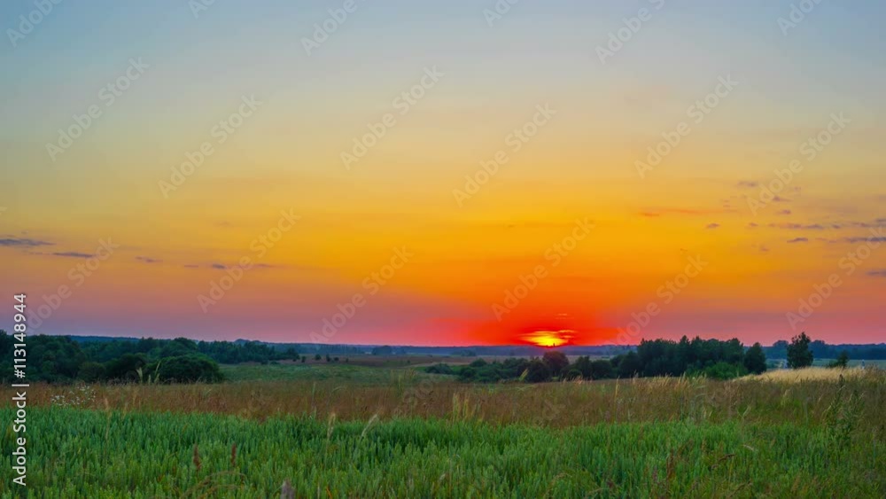sunset and rural landscape, time-lapse sunset and rural landscape, time-lapse