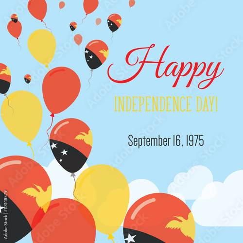 Independence Day Flat Greeting Card. Papua New Guinea Independence Day. Papua New Guinean Flag Balloons Patriotic Poster. Happy National Day Vector Illustration.