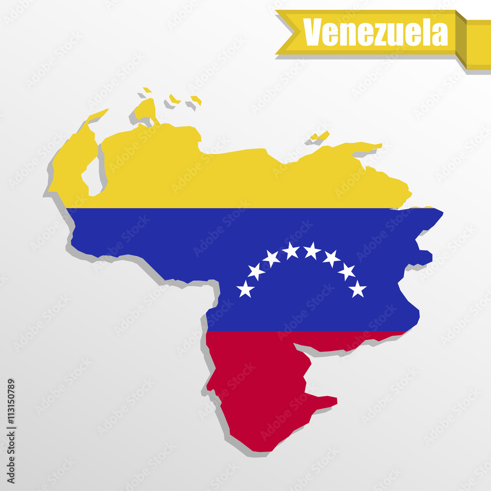 Venezuela map with flag inside and ribbon Venezuela map with flag inside and ribbon