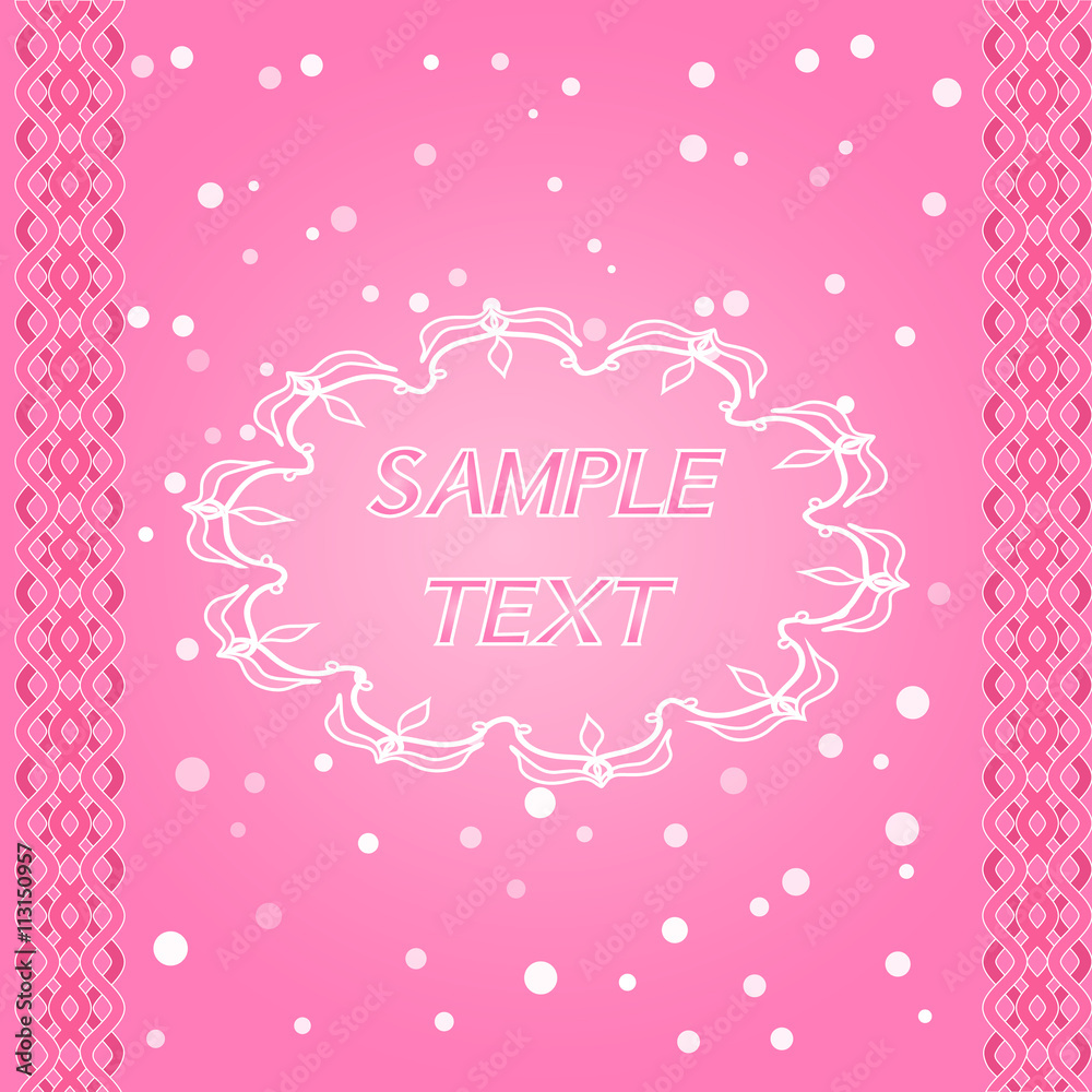 vector illustration. Greeting card with frame for text. Pink, white colors