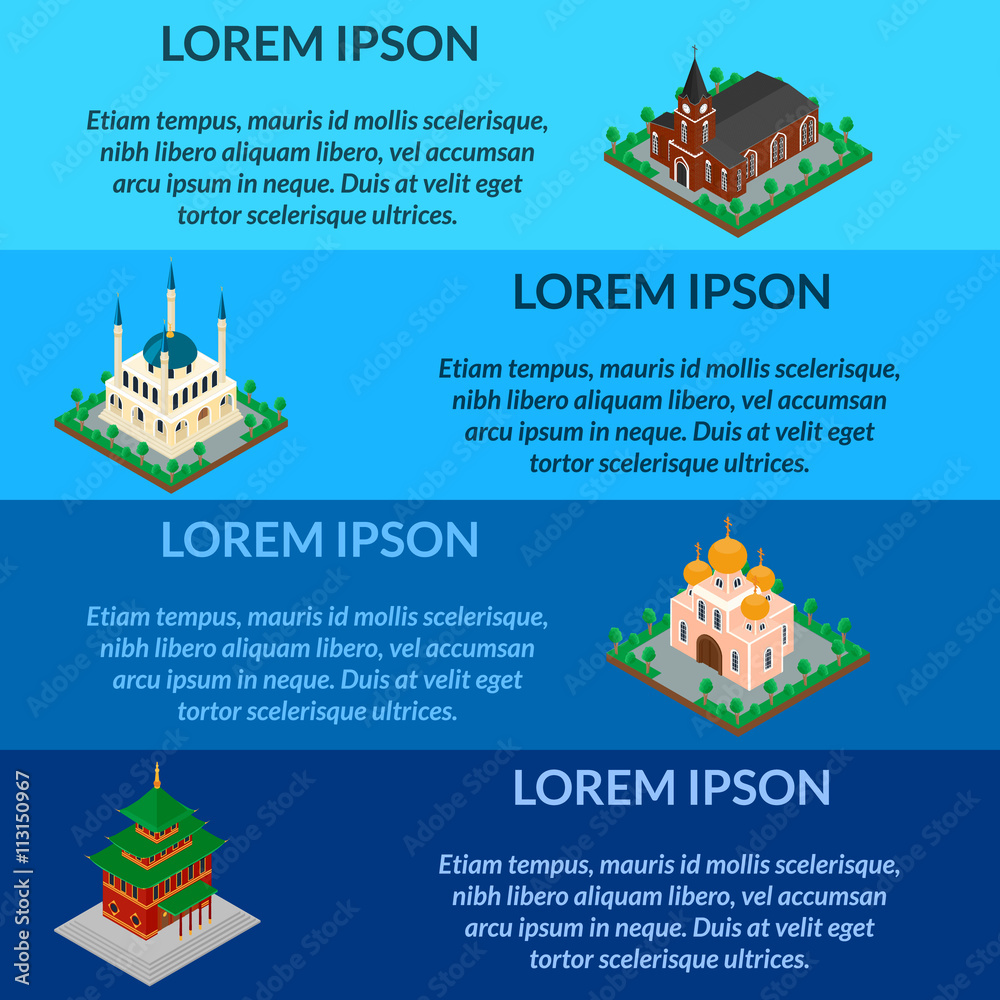 vector illustration. Sets of religious buildings. Islamic mosque ...