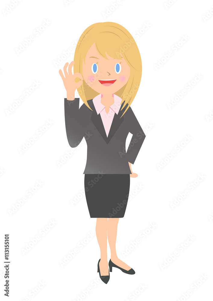 OKサインの女性会社員 OKサインの女性会社員