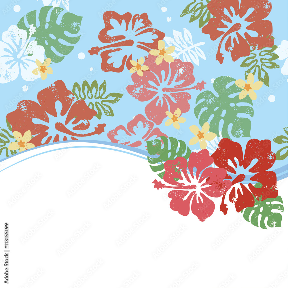 夏 ハイビスカス パターン フレーム Stock Vector Adobe Stock