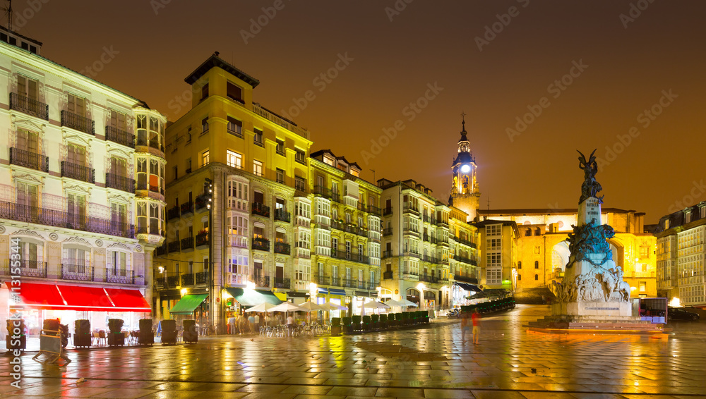 Virgen Blanca Square  in night.  Vitoria-Gasteiz