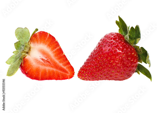 Ripe strawberries isolated on a white background