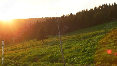 Beautiful Sunset Over the Krkonose Mountain