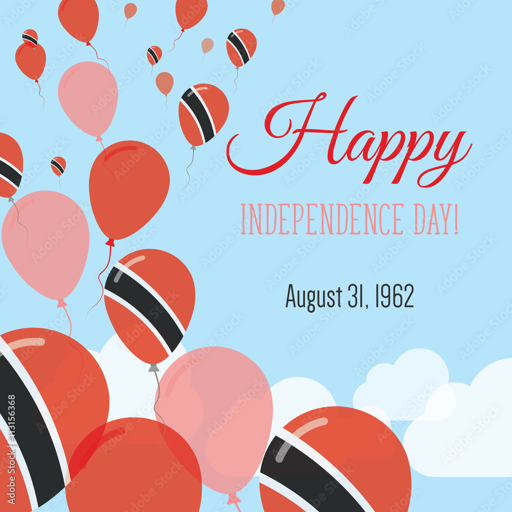 Independence Day Flat Greeting Card. Trinidad and Tobago Independence