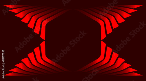 Decorative red gradient hexagon text frame