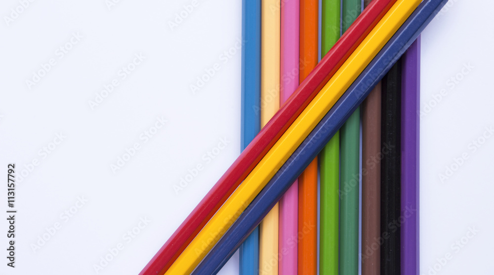 Closeup color pencil on white background Closeup color pencil on white background