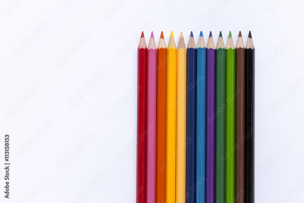Obraz premium Colorful color pencil on white background