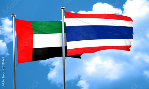 uae flag with Thailand flag, 3D rendering
