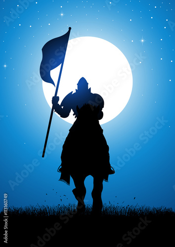 Knight bearing a flag
