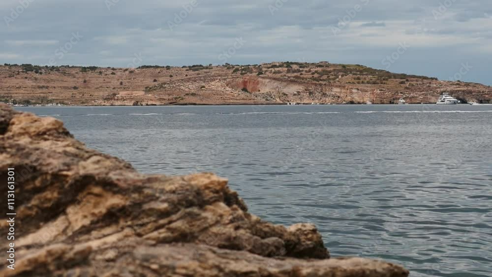 Maltese coast near Bugibba in Malta - smooth follow focus Maltese coast near Bugibba in Malta - smooth follow focus