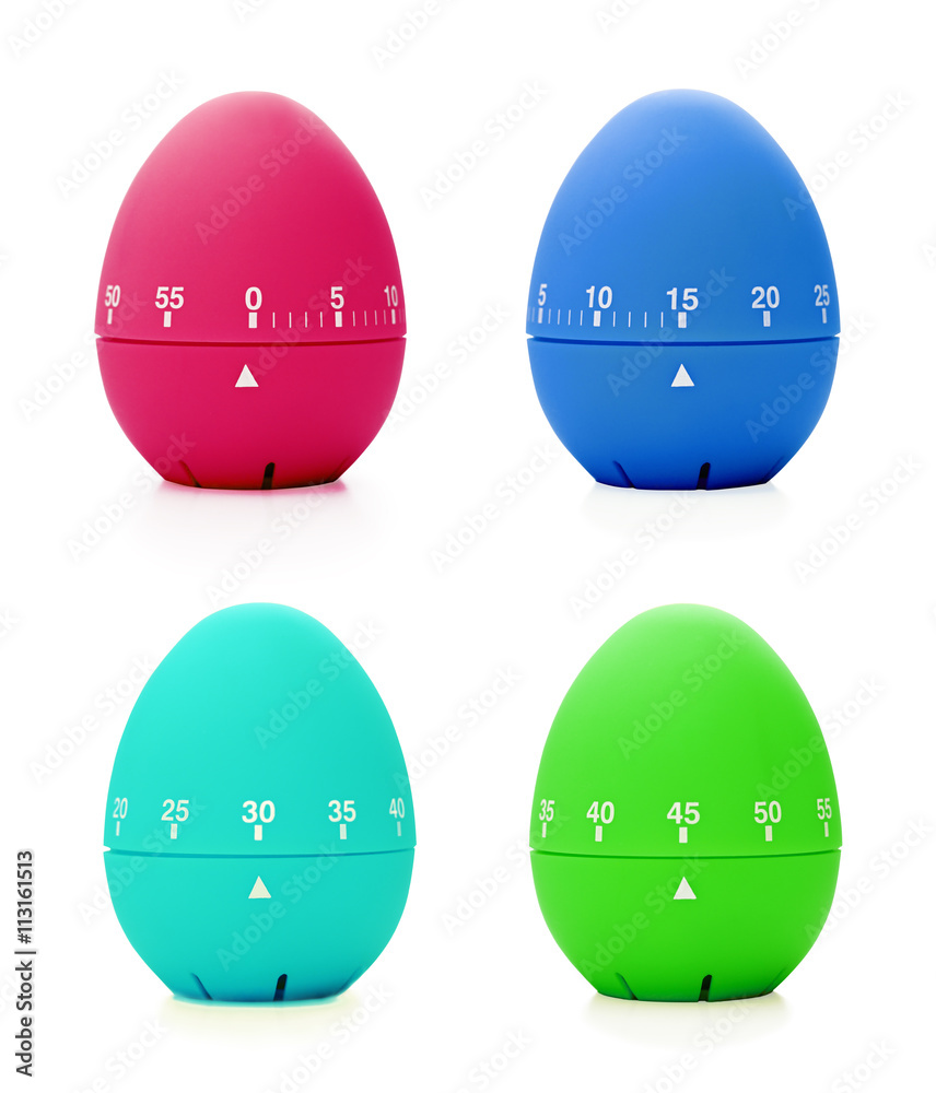 Four multi-colored timer with different time value. Four multi-colored timer with different time value.