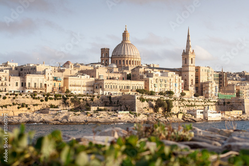 Golden sun on Valletta, capital of Malta