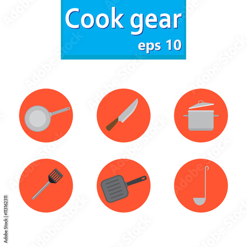 Kitchen and restaurant icon kitchenware set. Vector illustration.