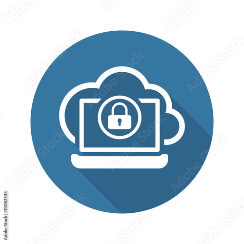 Secure Cloud Access Icon. Flat Design.