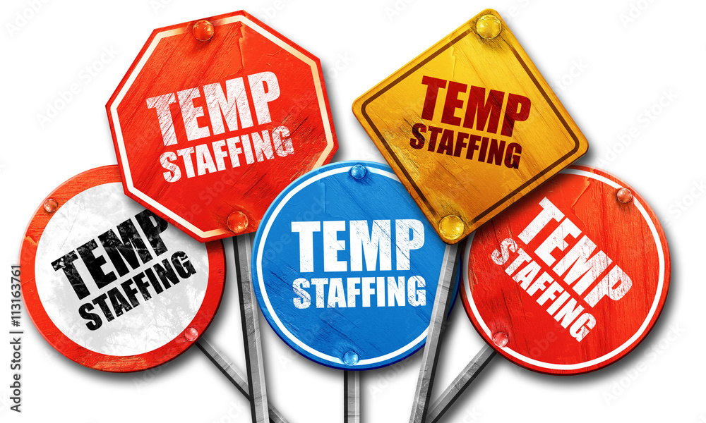 temp staffing, 3D rendering, street signs