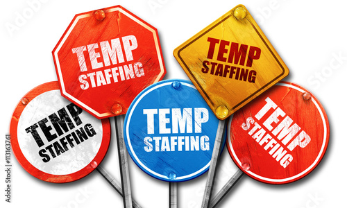 Foto temp staffing, 3D rendering, street signs