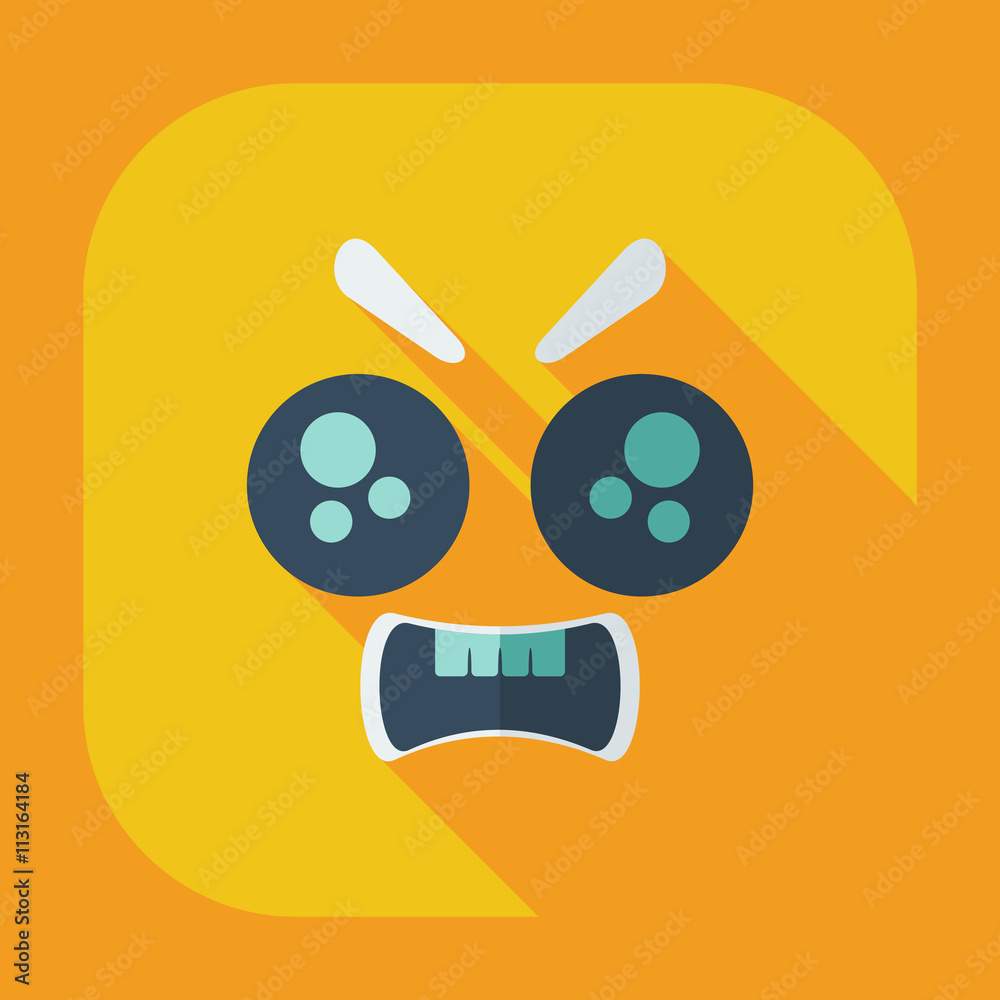 Flat modern design with shadow icons evil smiley