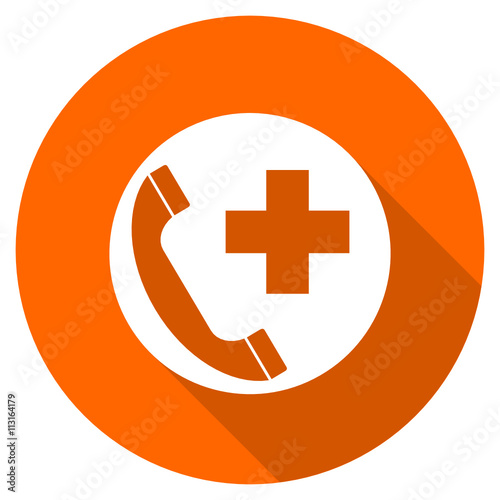 Orange flat design vector emergency icon