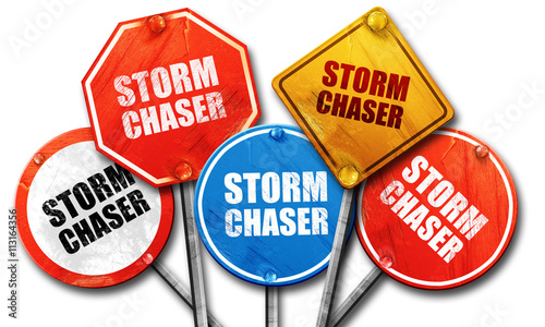 storm chaser, 3D rendering, street signs
