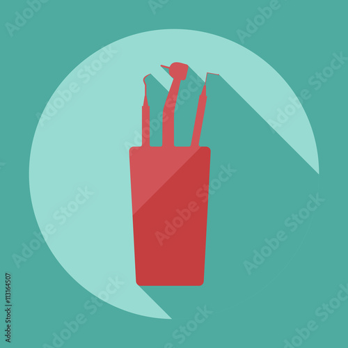Flat modern design with shadow dentist tool