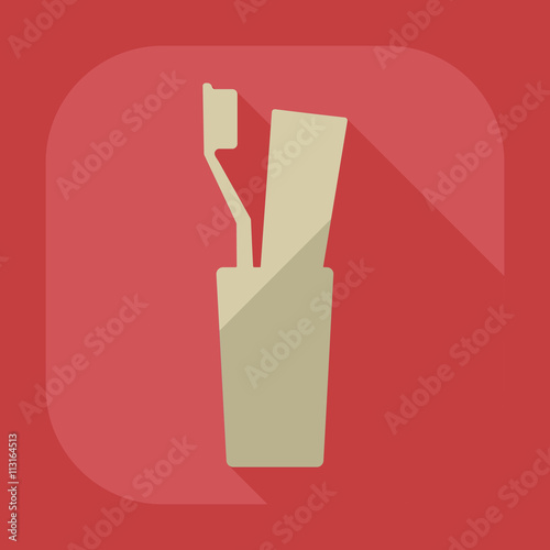 Flat modern design with shadow icons tooth brush