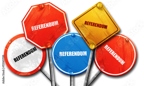 referendum, 3D rendering, street signs