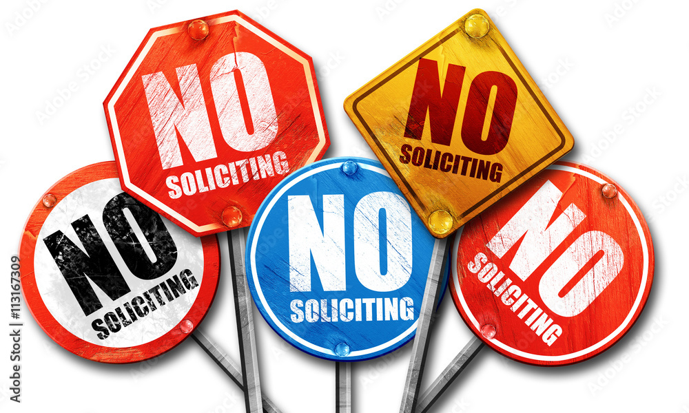 non-solliciting, 3D rendering, street signs