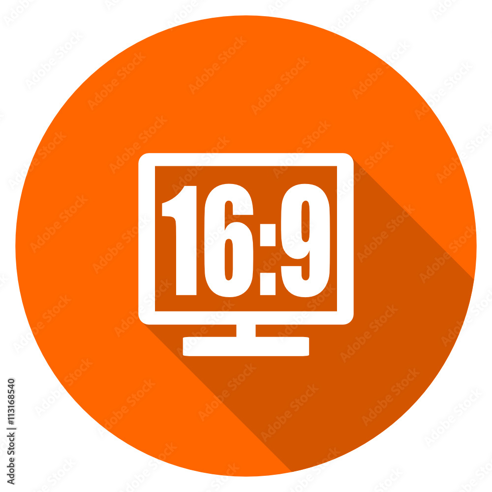Flat dedisng round vector 16 9 display web icon Flat dedisng round vector 16 9 display web icon
