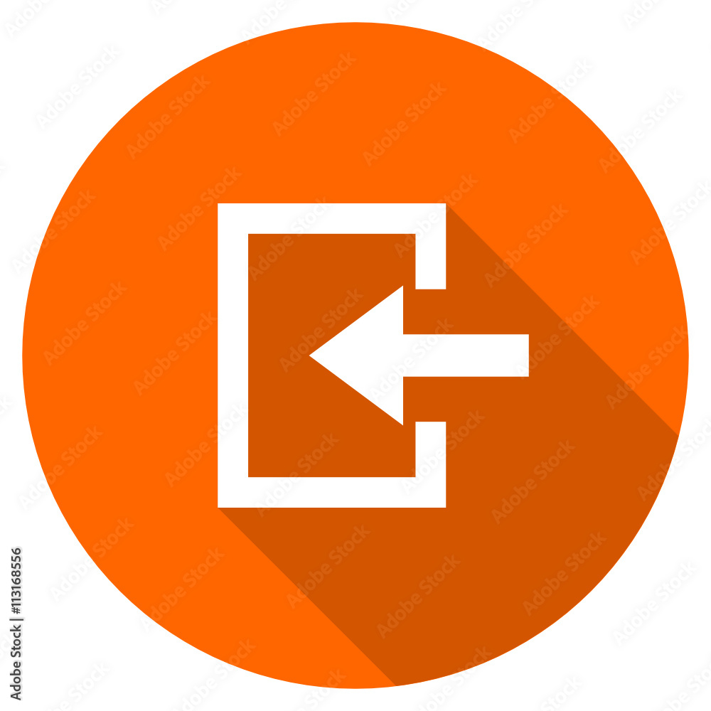 Flat design round orange enter vector icon Flat design round orange enter vector icon
