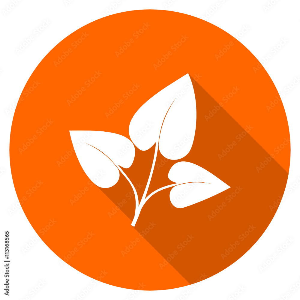 Flat design round orange leaf vector icon Flat design round orange leaf vector icon