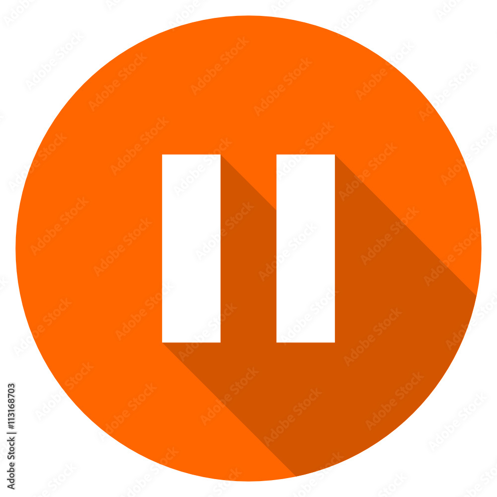Flat design orange vector pause web icon