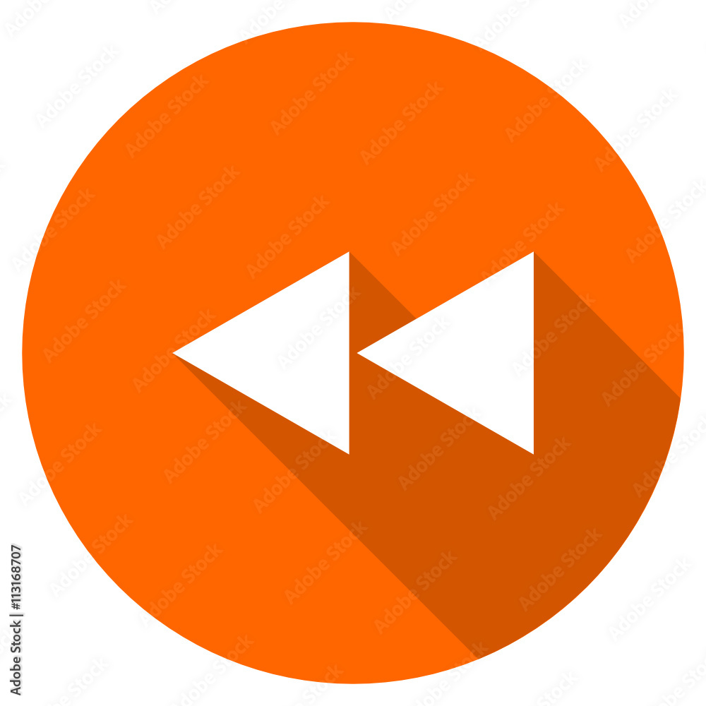 Flat design orange vector backward web icon Flat design orange vector backward web icon