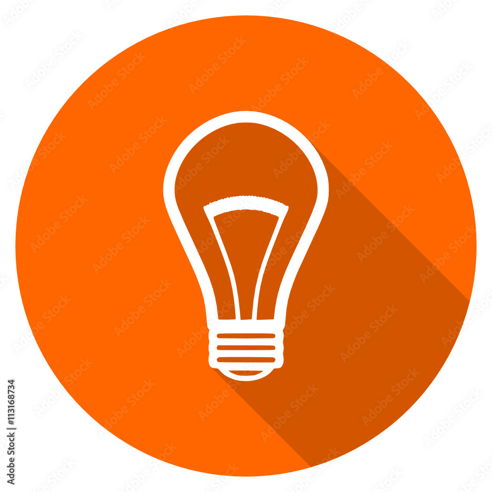 Flat design round orange bulb vector icon Flat design round orange bulb vector icon