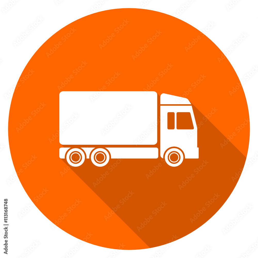 Flat design round orange delivery vector icon Flat design round orange delivery vector icon