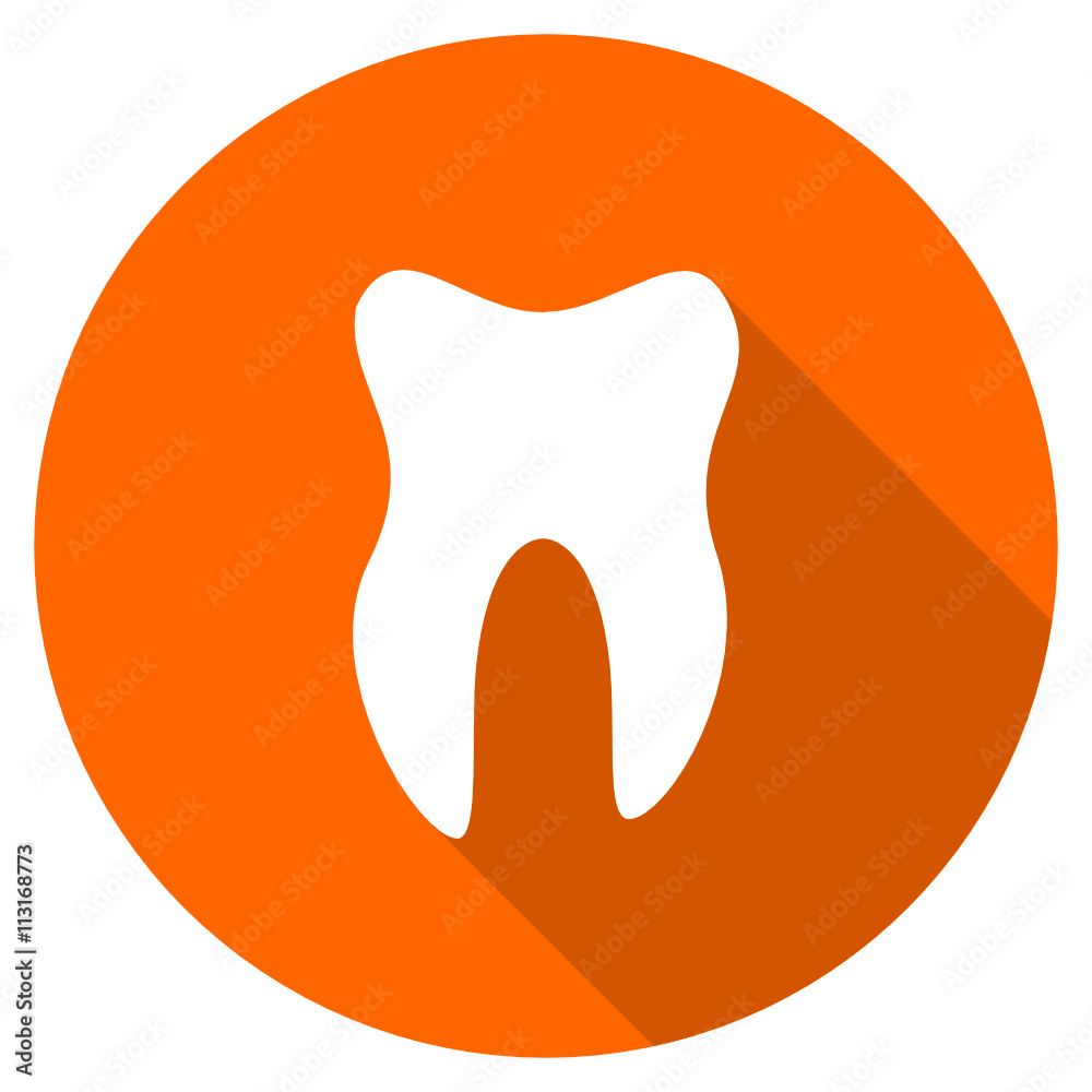 Flat design round orange vector tooth icon Flat design round orange vector tooth icon