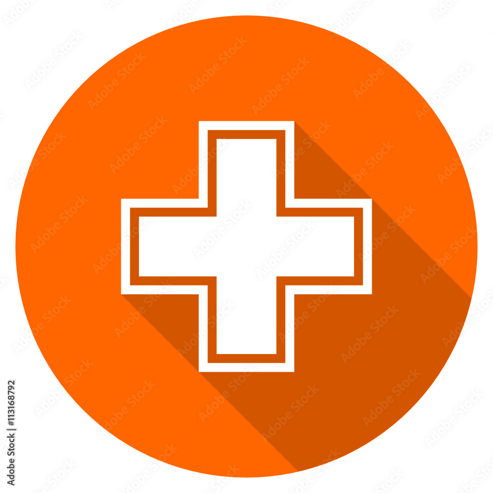 Obraz premium Flat design round orange vector cross icon