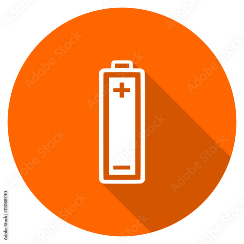 Flat design orange vector battery web icon