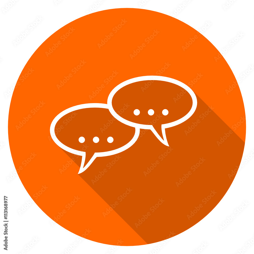 Orange flat design vector forum icon Orange flat design vector forum icon