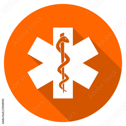 Orange flat design vector pharmacy icon