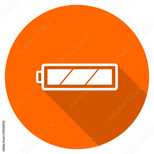 Orange flat design vector battery icon