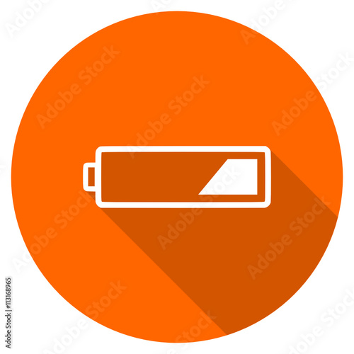 Orange flat design vector battery icon