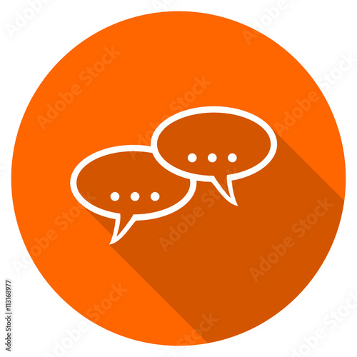 Orange flat design vector forum icon