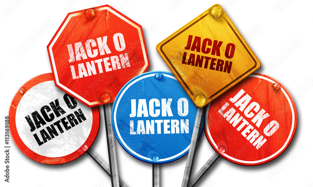 jack o lantern, 3D rendering, street signs jack o lantern, 3D rendering, street signs