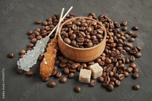 ?offee beans and brown cane sugar